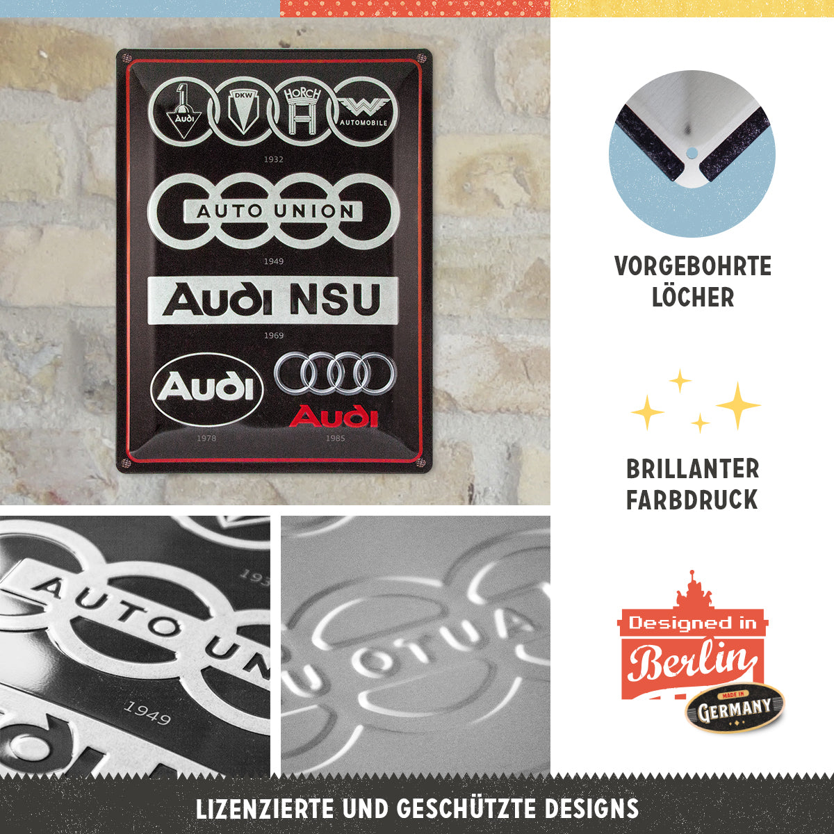 nostalgic-art-audi-logo-evolution-targa-metallo-30x40-cm image 4