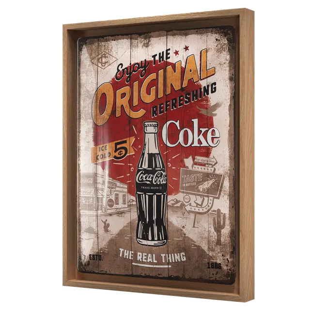 nostalgic-art-coca-cola-original-coke-highway-66-cornice-n-frame-l-33-5x44-cm image 1