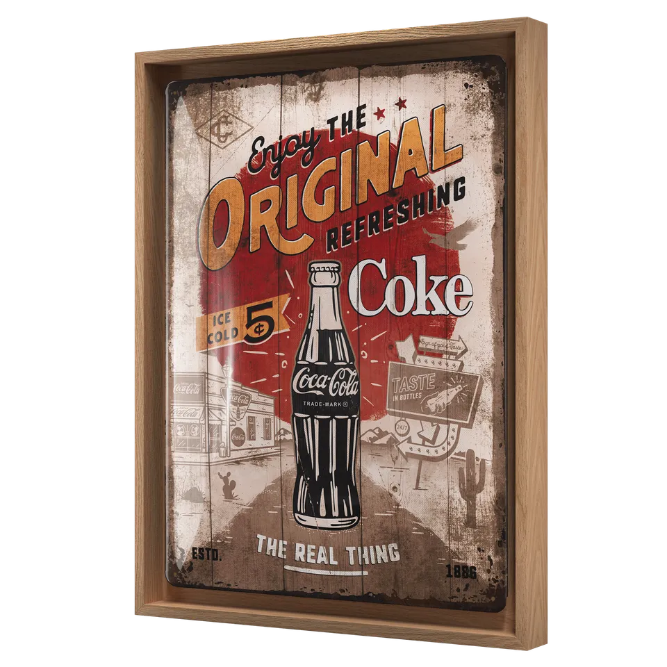 nostalgic-art-coca-cola-original-coke-highway-66-cornice-n-frame-l-33-5x44-cm image 1