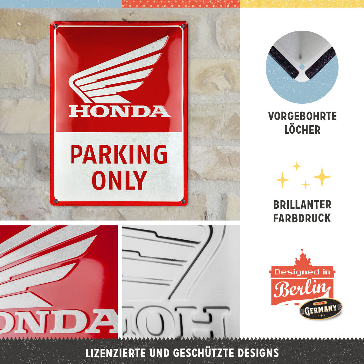 nostalgic-art-honda-mc-parking-only-targa-in-metallo-30x40-cm image 4