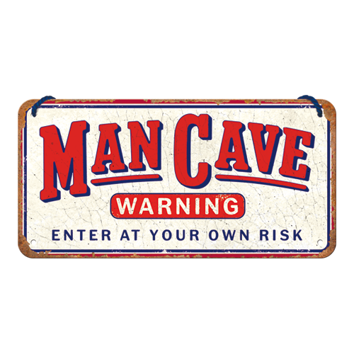 nostalgic-art-man-cave-warning-insegna-in-metallo-da-appendere-10x20-cm image 1