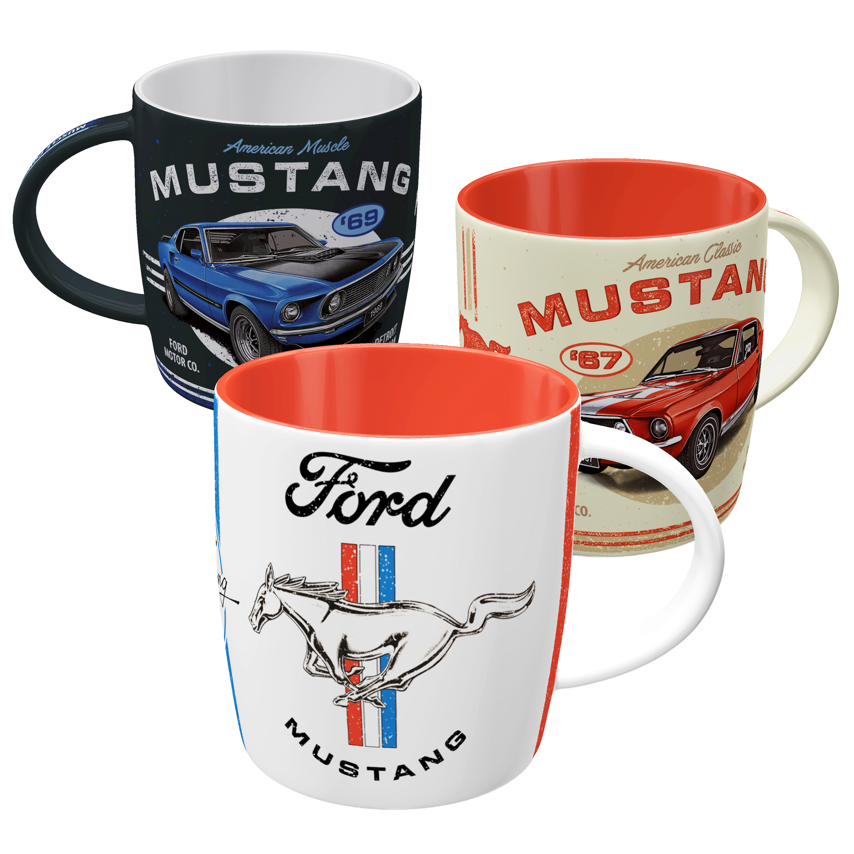nostalgic-art-ford-mustang-set-3-tazze-in-ceramica-330-ml-gift-box-logo-gt-1967- image 1