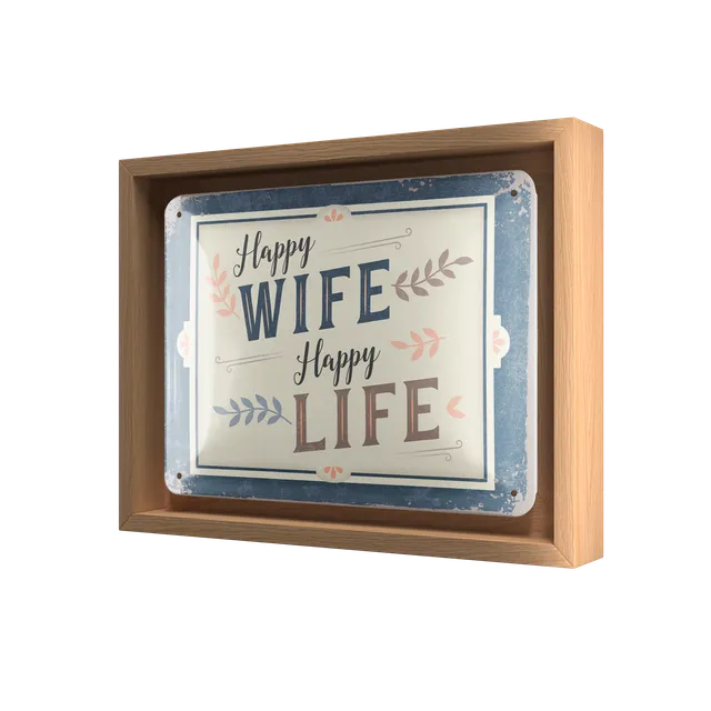 nostalgic-art-happy-wife-happy-life-n-frame-s-edition-cornice-legno-18-5x24-cm image 1