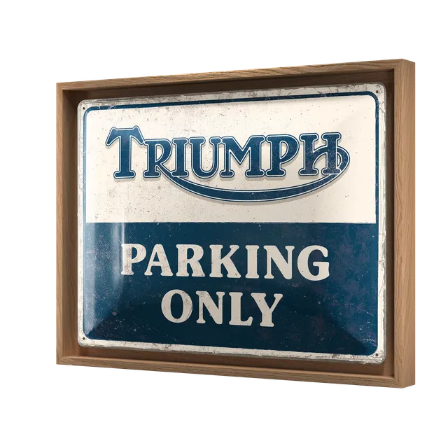 nostalgic-art-triumph-parking-only-n-frame-l-edition-cornice-in-legno-con-cartel image 1