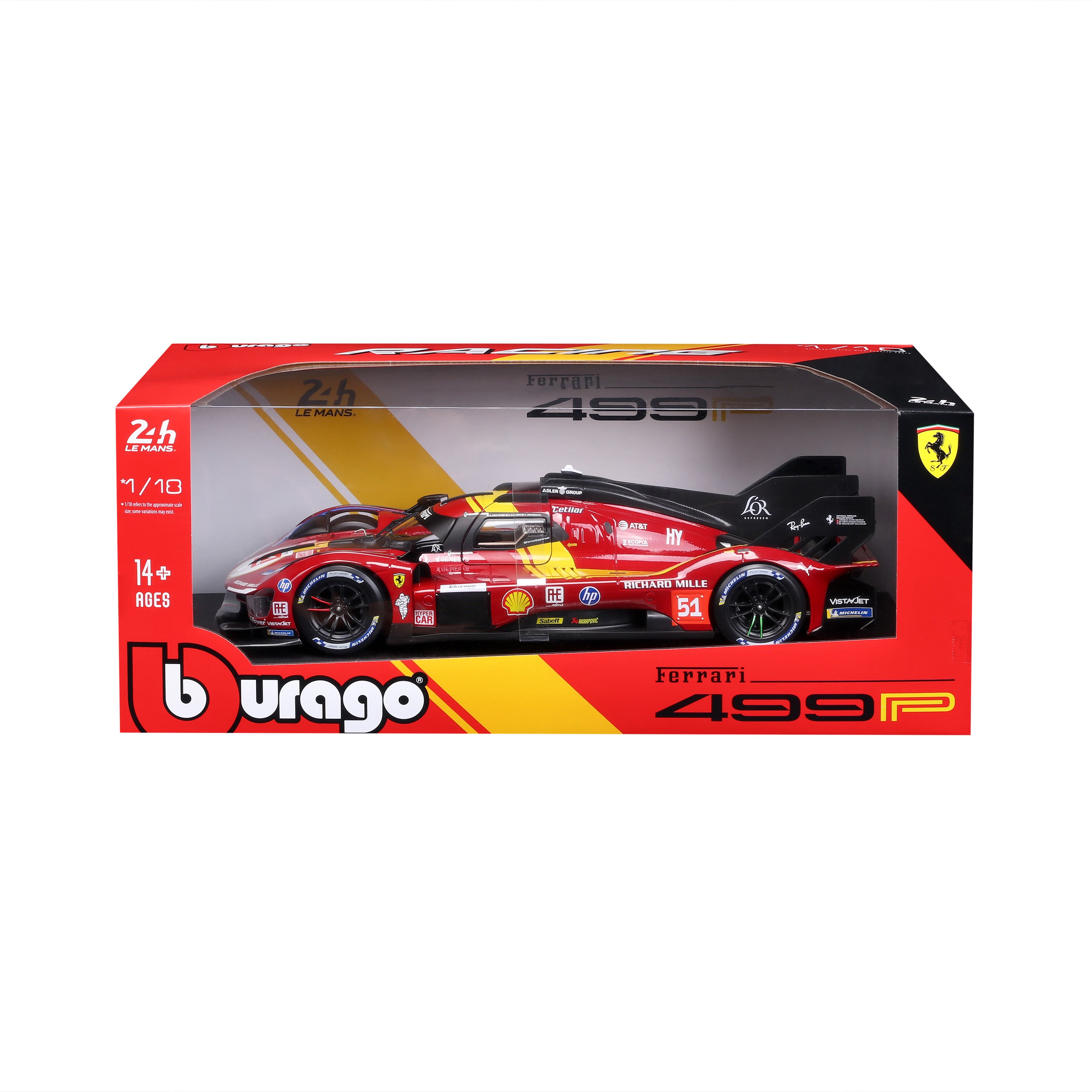 bburago-ferrari-499p-24h-lmh-hypercar-2025-n-51-1-18-modellino-diecast image 8