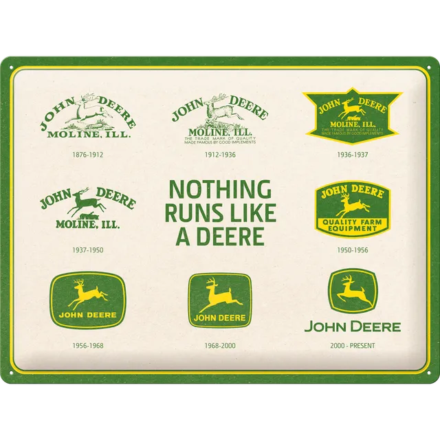 nostalgic-art-john-deere-150-years-logo-evolution-targa-in-metallo-30x40-cm-2 image 1