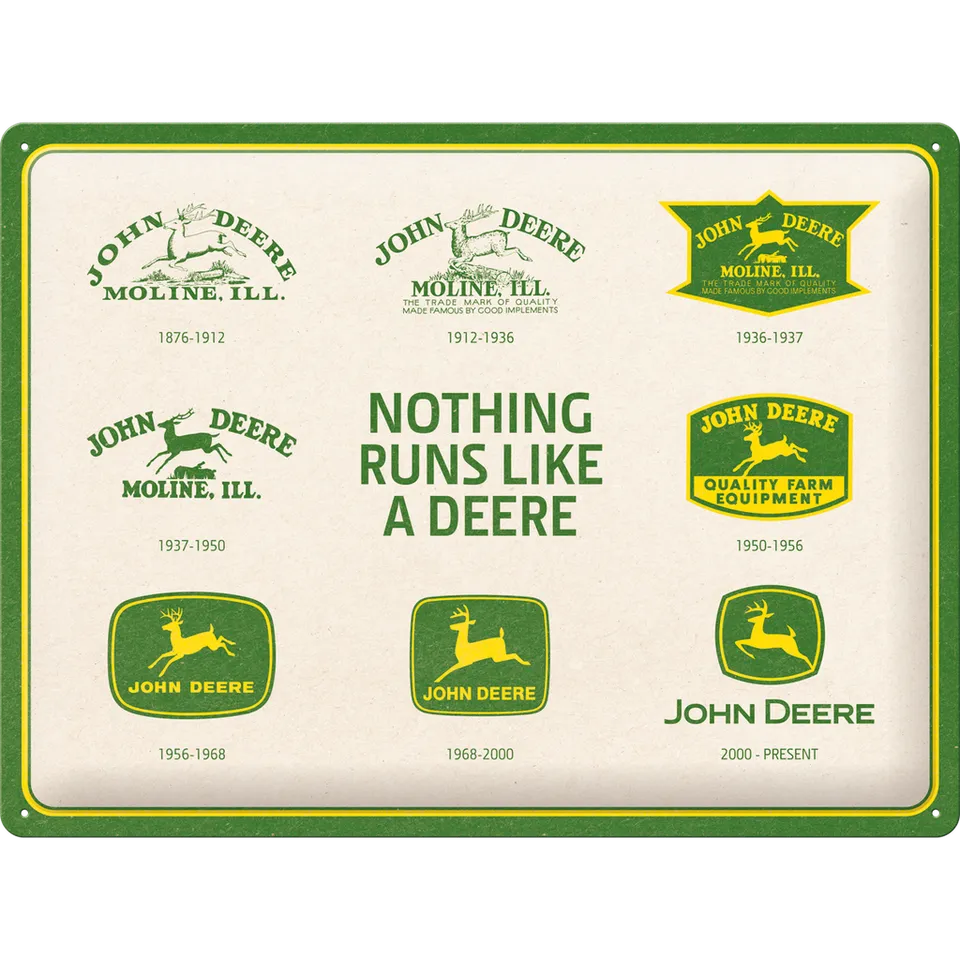nostalgic-art-john-deere-150-years-logo-evolution-targa-in-metallo-30x40-cm-2 image 1