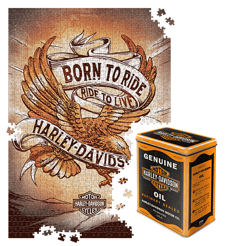 nostalgic-art-harley-davidson-born-to-ride-eagle-3-puzzle-in-latta-da-1000-pezzi image 1