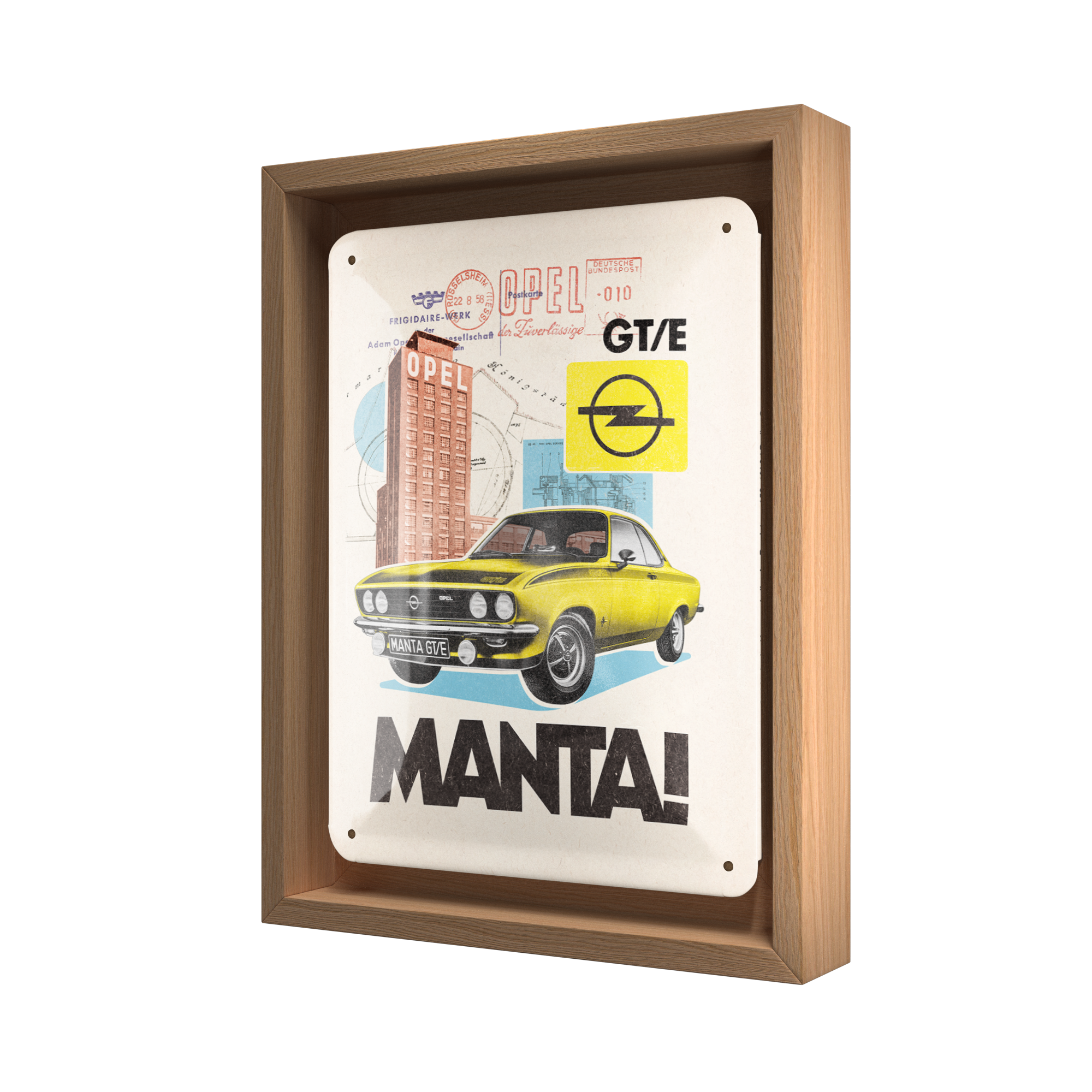 nostalgic-art-opel-manta-gt-e-collage-targa-in-metallo-con-cornice-n-frame-s-edi image 1