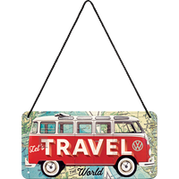 nostalgic-art-vw-bulli-let-s-travel-the-world-targa-in-metallo-10-x-20-cm image 2