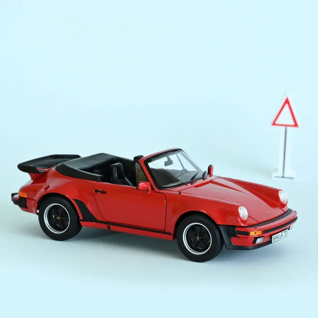 norev-porsche-911-turbo-cabrio-1987-rossa-modellino-auto-1-18-youngtimer image 1
