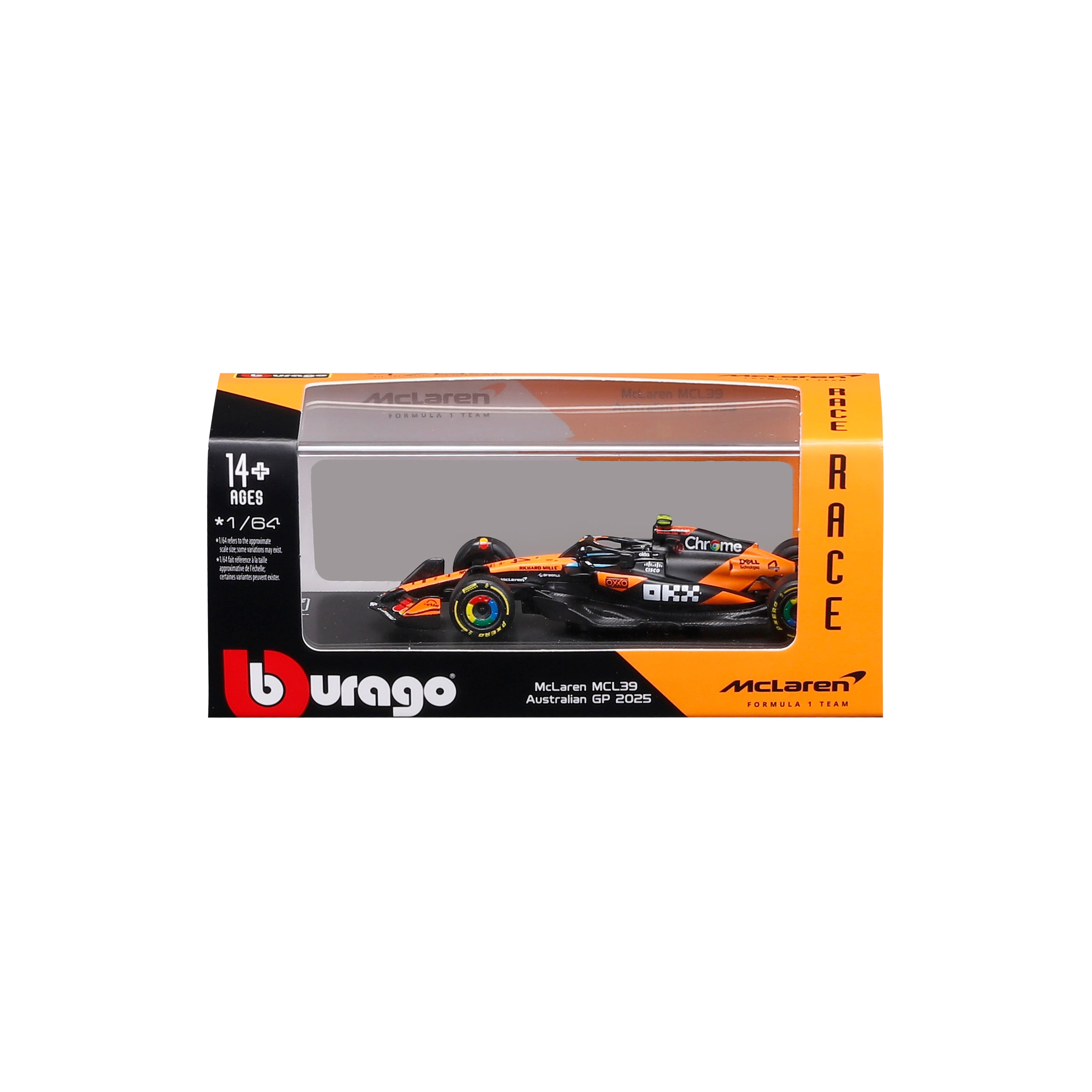 bburago-mclaren-f1-mcl39-2025-4-lando-norris-modellino-scala-1-64-con-teca image 7