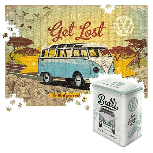 nostalgic-art-puzzle-vw-bulli-let-s-get-lost-2-da-1000-pezzi-in-latta-68x48-cm image 1