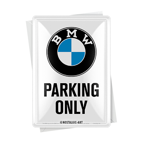 nostalgic-art-bmw-parking-only-white-biglietto-in-metallo-10x14-cm image 2