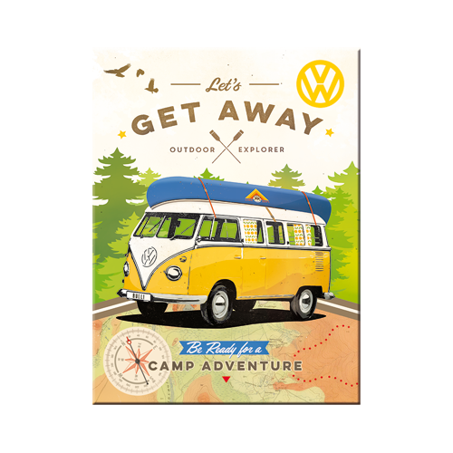 nostalgic-art-vw-bulli-let-s-get-away-magnete-da-frigo-in-latta-6x8-cm image 1