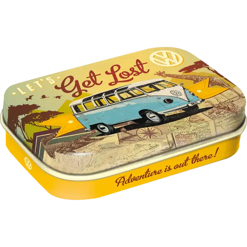 nostalgic-art-vw-bulli-let-s-get-lost-scatola-tascabile-in-metallo-con-mentine image 1