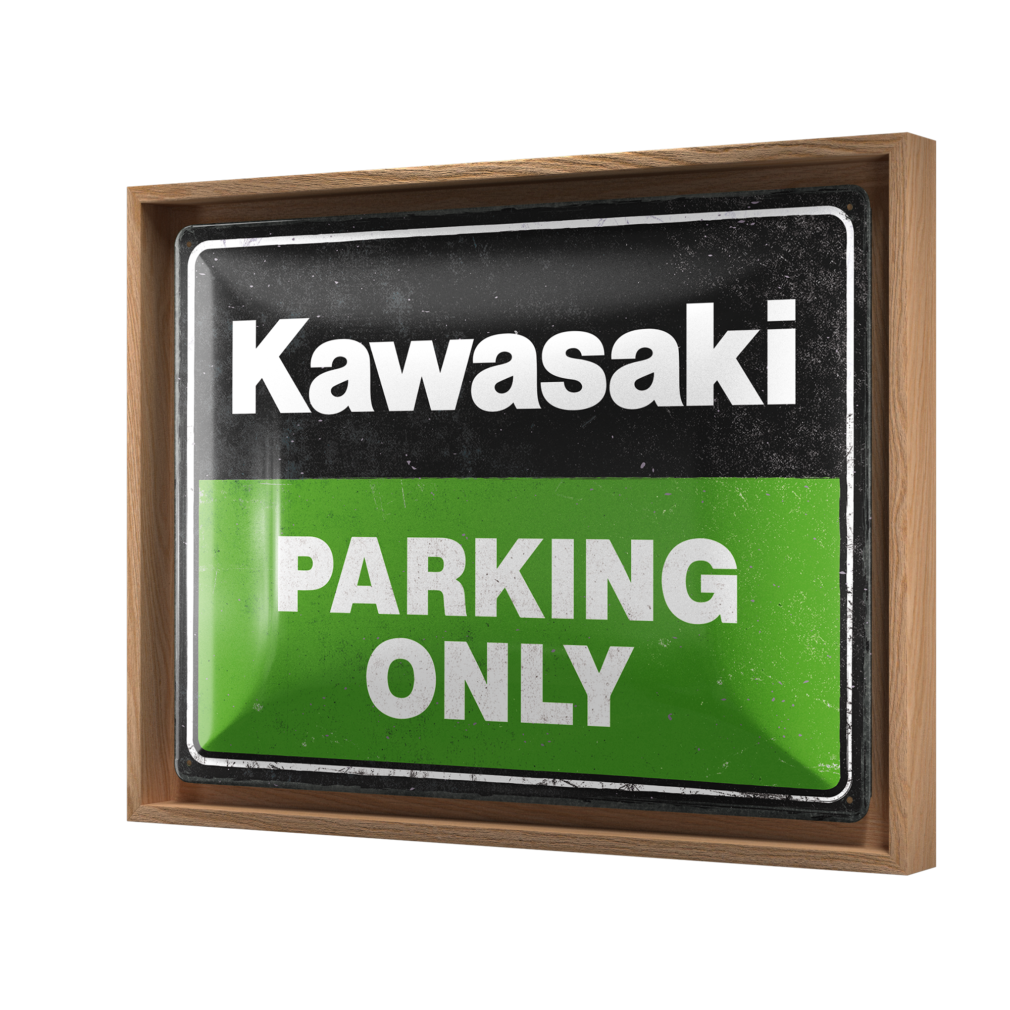 nostalgic-art-kawasaki-parking-only-green-cornice-n-frame-l-33-5x44-cm image 1