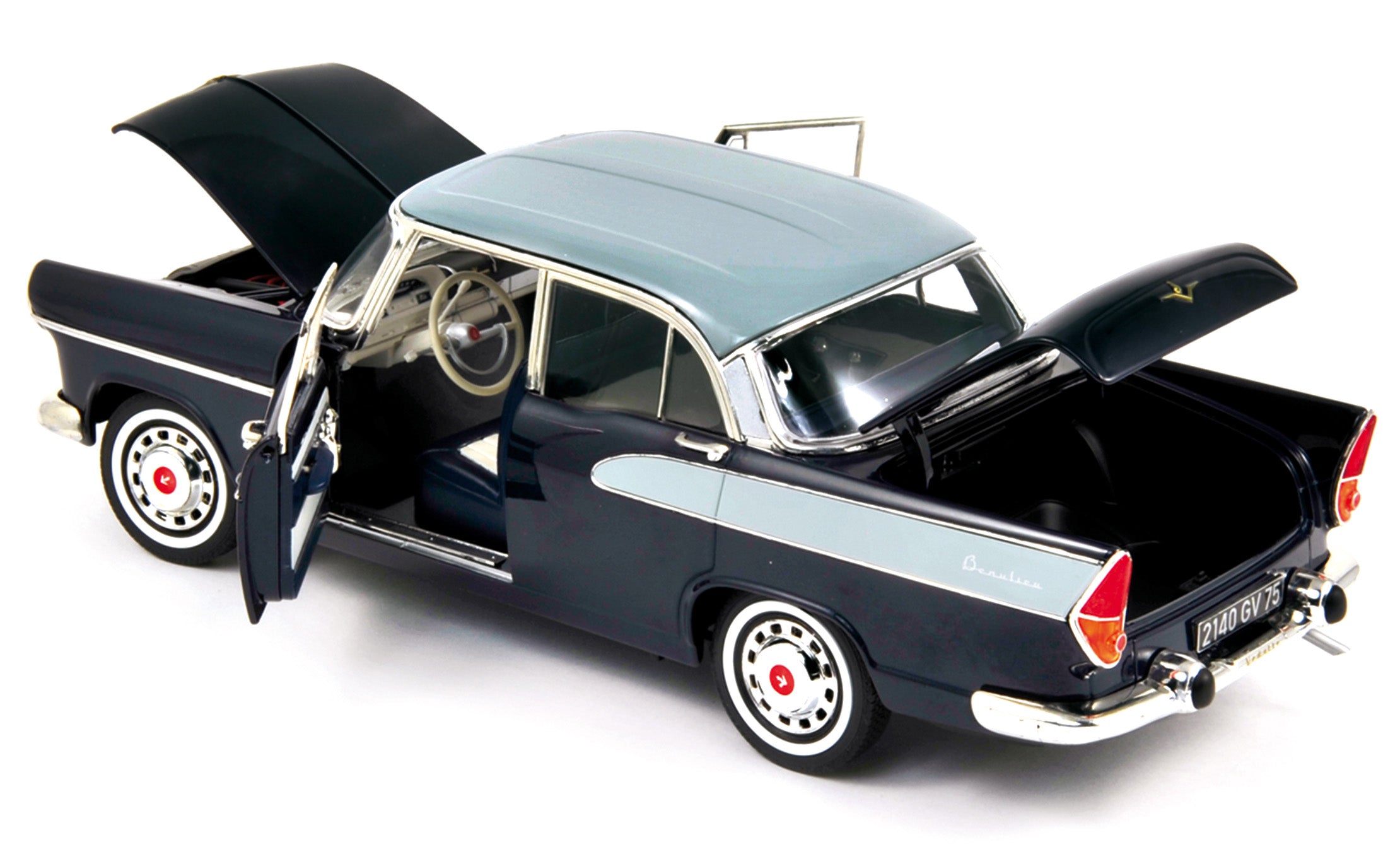 norev-simca-vedette-beaulieu-1958-blu-nuit-e-grigio-princesse-1-18-modellino-aut image 2