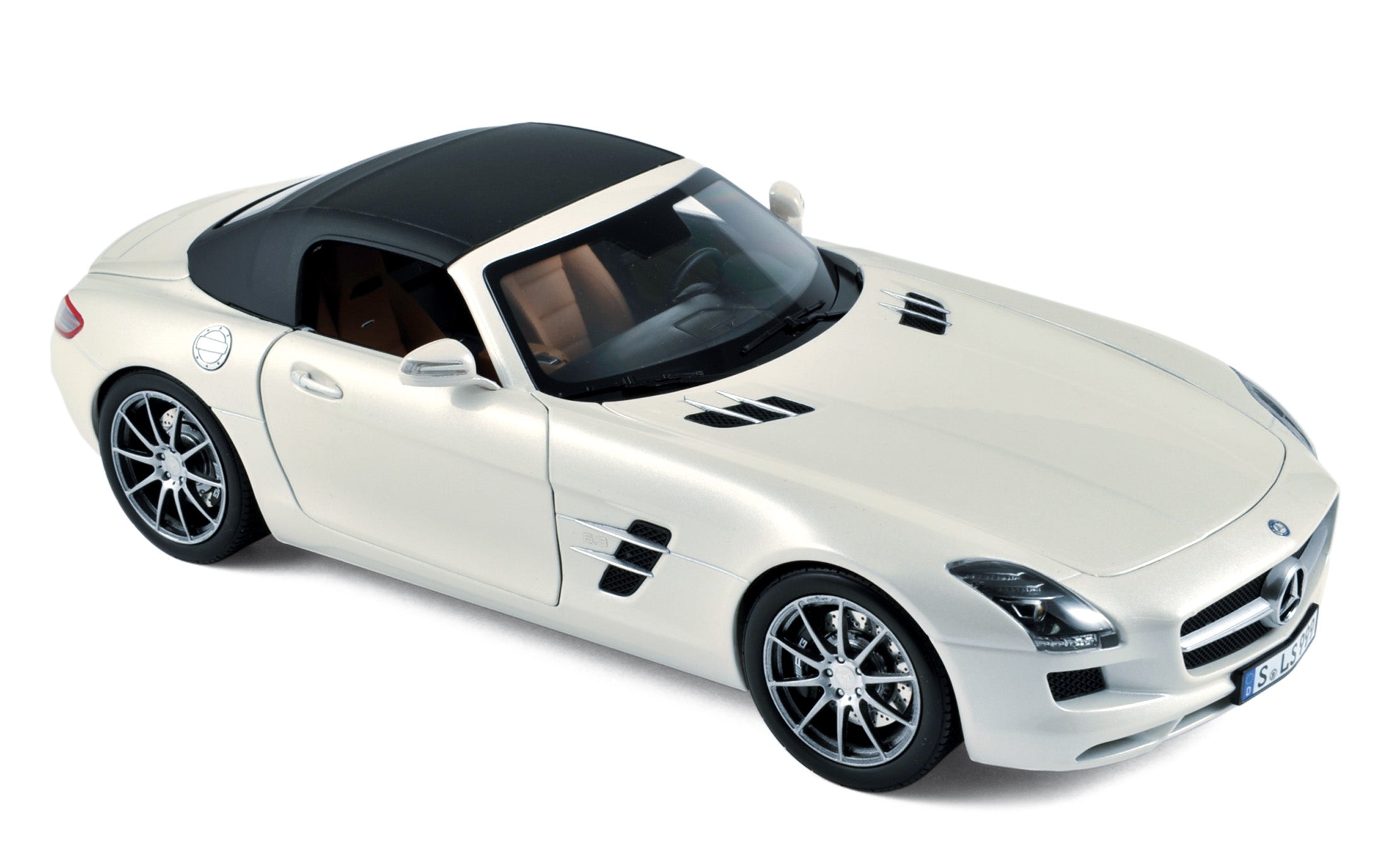 norev-mercedes-benz-sls-amg-roadster-2011-1-18-modellino-bianco-metallizzato image 1