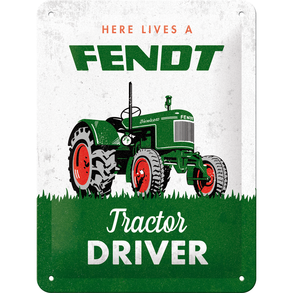 nostalgic-art-fendt-tractor-driver-targa-in-metallo-15x20-cm image 1
