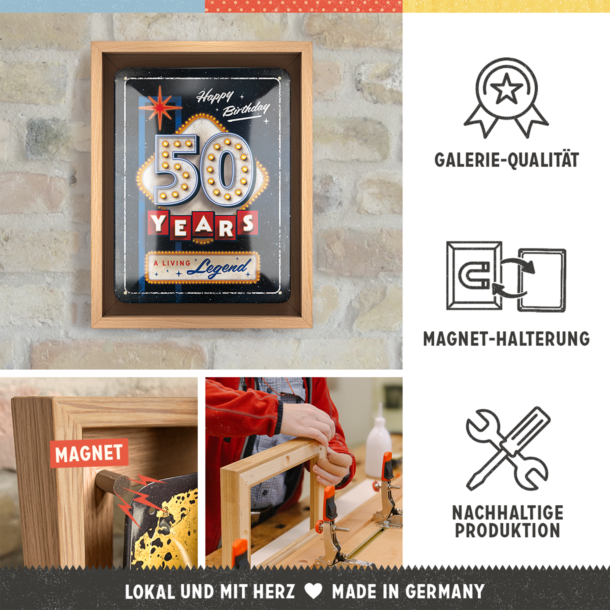 nostalgic-art-50-years-birthday-n-frame-s-edition-insegna-in-metallo-con-cornice image 3