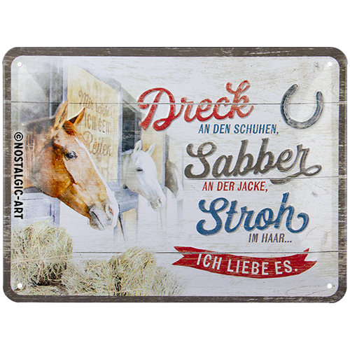 nostalgic-art-dreck-sabber-stroh-pferde-targa-in-metallo-15x20-cm image 1