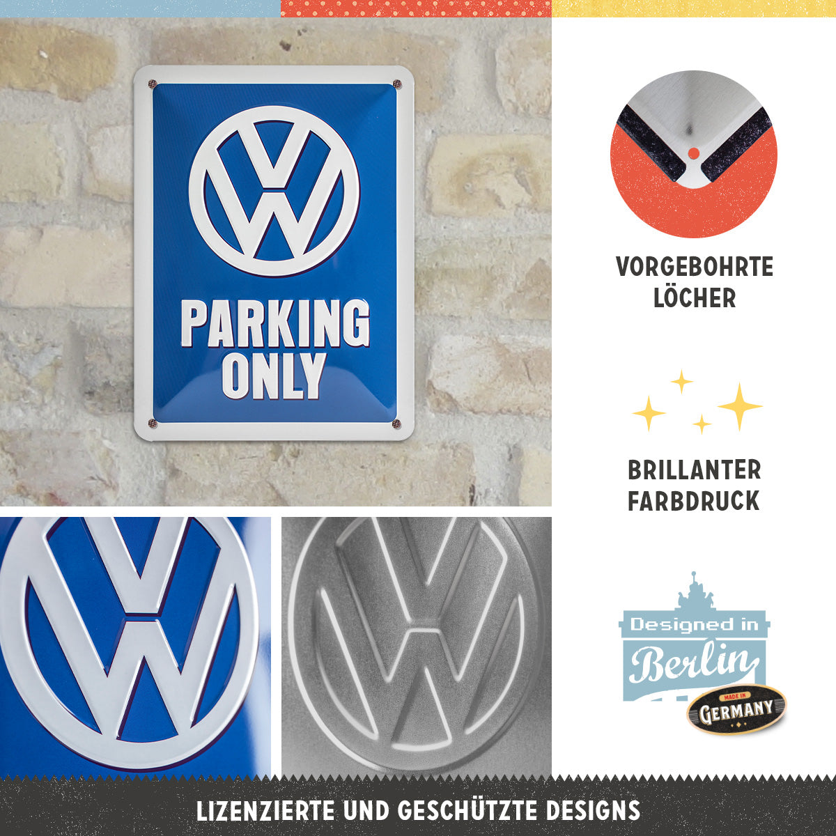 nostalgic-art-vw-parking-only-targa-in-metallo-15x20-cm-2 image 2