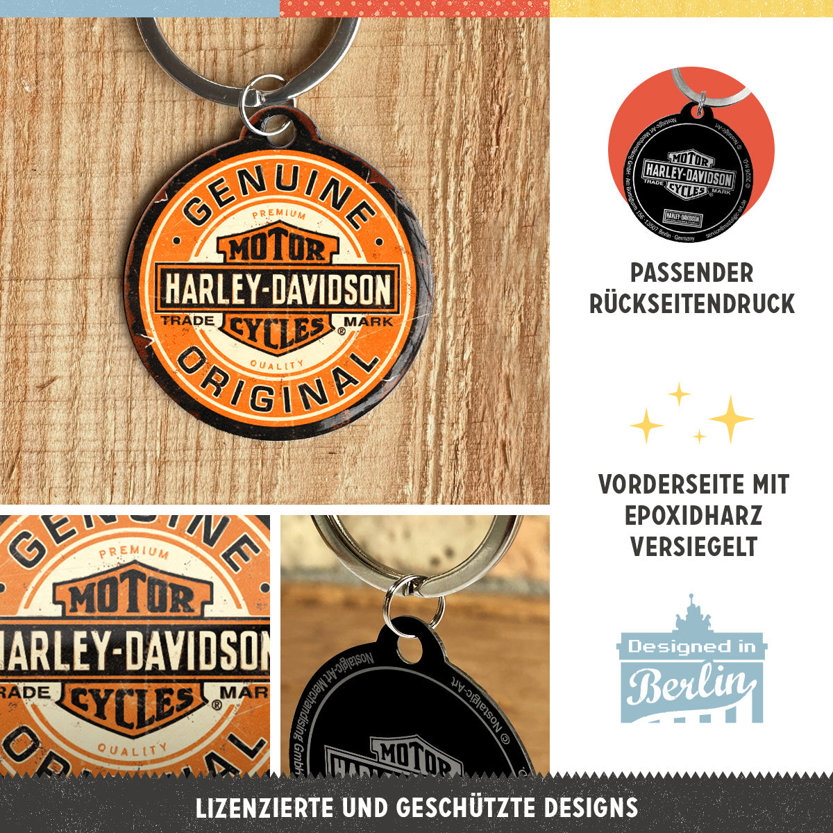 nostalgic-art-harley-davidson-genuine-original-portachiavi-rotondo-4-cm image 2