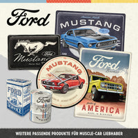 nostalgic-art-ford-mustang-3-stripes-red-targa-rotonda-in-metallo-35-cm image 3