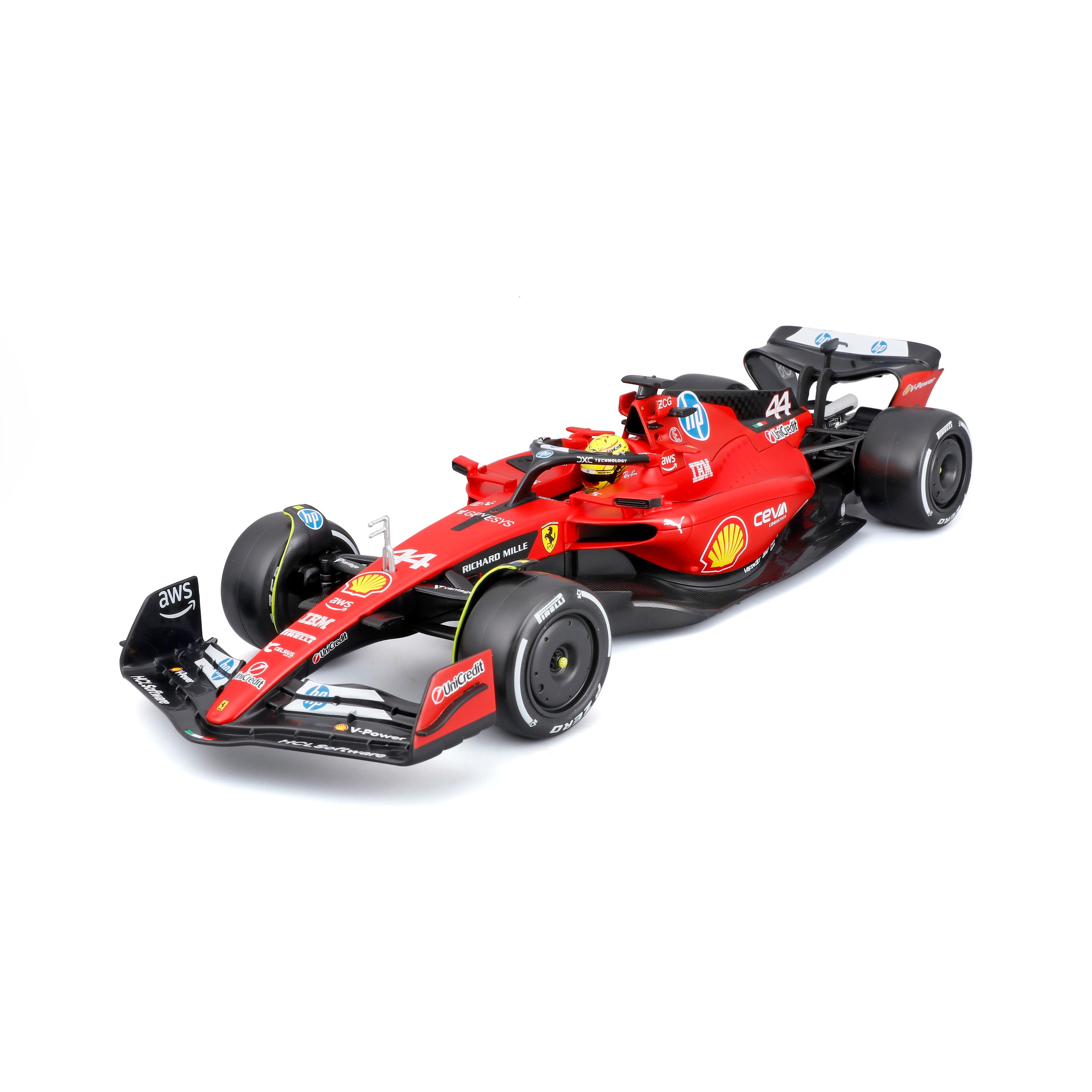 bburago-ferrari-sf-23-44-hamilton-test-fiorano-1-18-modellino-diecast-con-licenz image 1