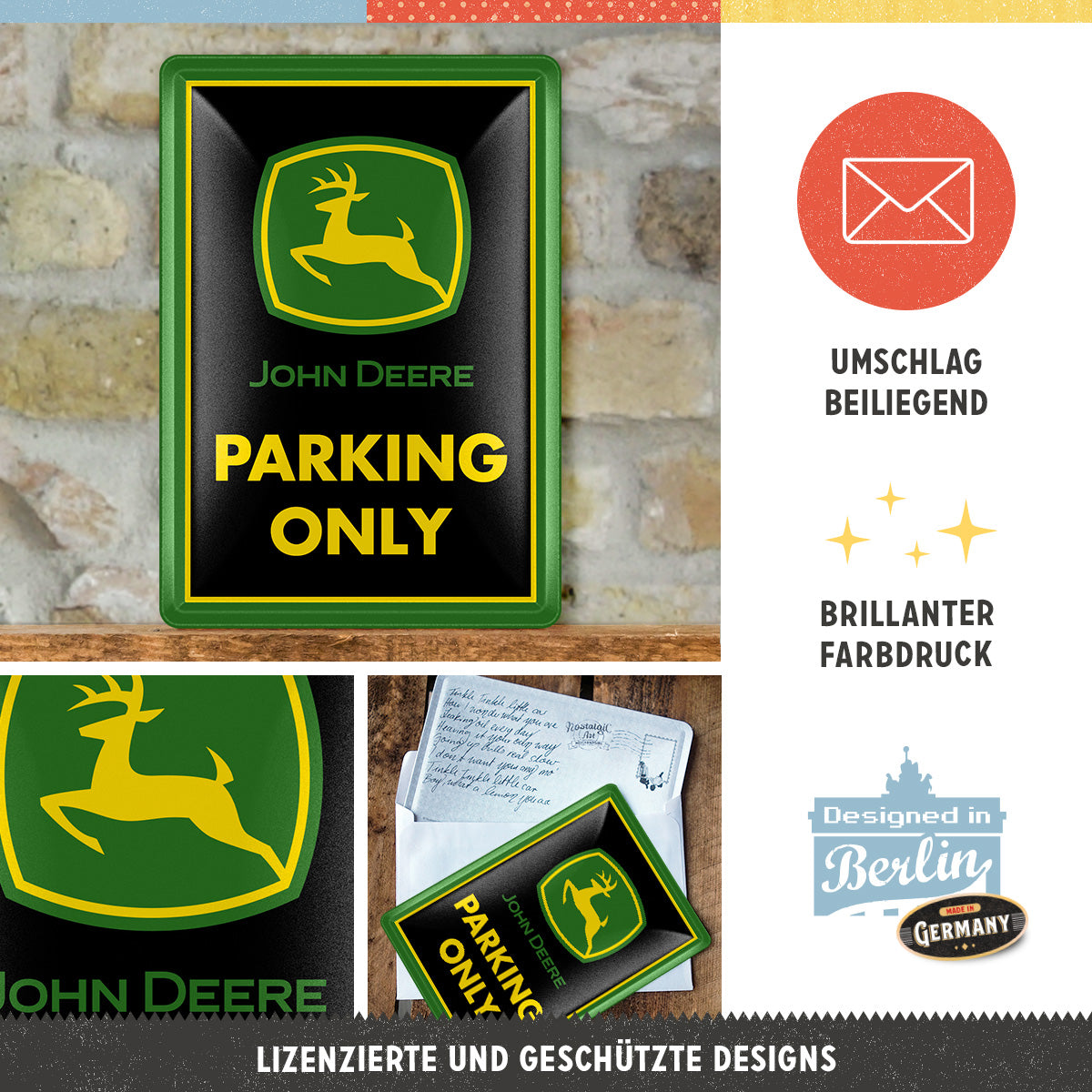 nostalgic-art-john-deere-parking-only-card-in-metallo-10x14-cm image 3
