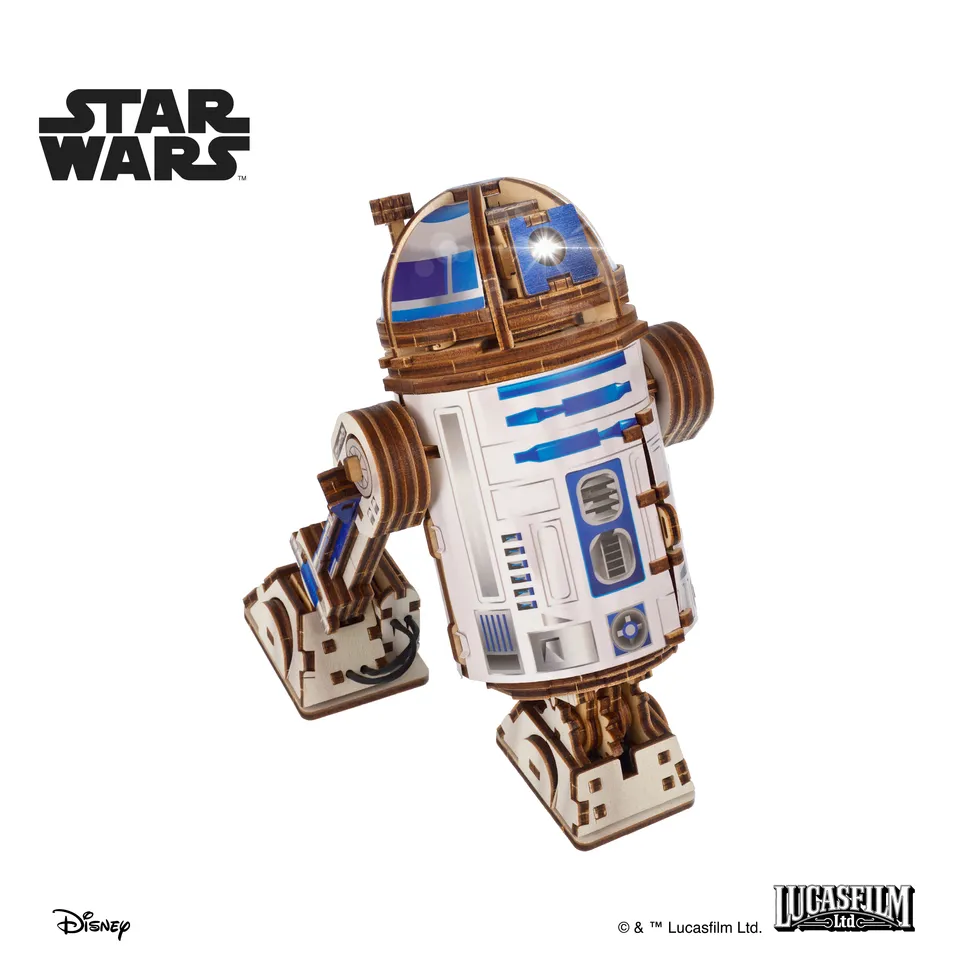 ugears-r2-d2-star-wars-modellino-3d-in-legno-colorato-con-led image 1