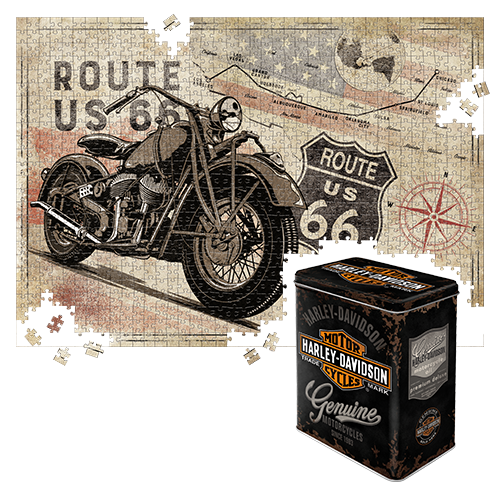 nostalgic-art-puzzle-route-66-bike-map-h-d-3-da-1000-pezzi-in-scatola-metallo image 1