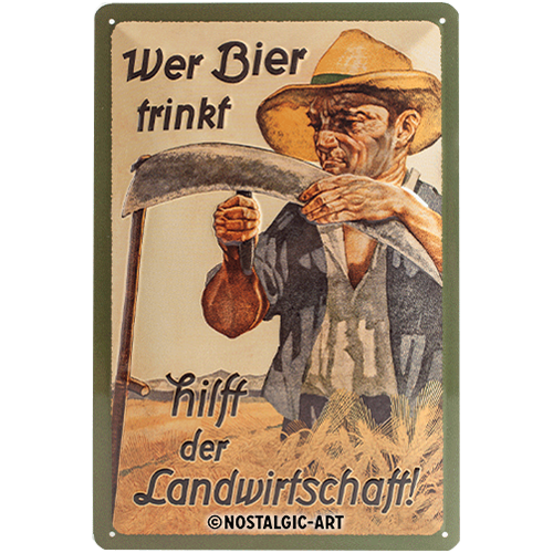 nostalgic-art-wer-bier-trinkt-hilft-der-landwirtschaft-targa-in-metallo-20-x-30- image 1