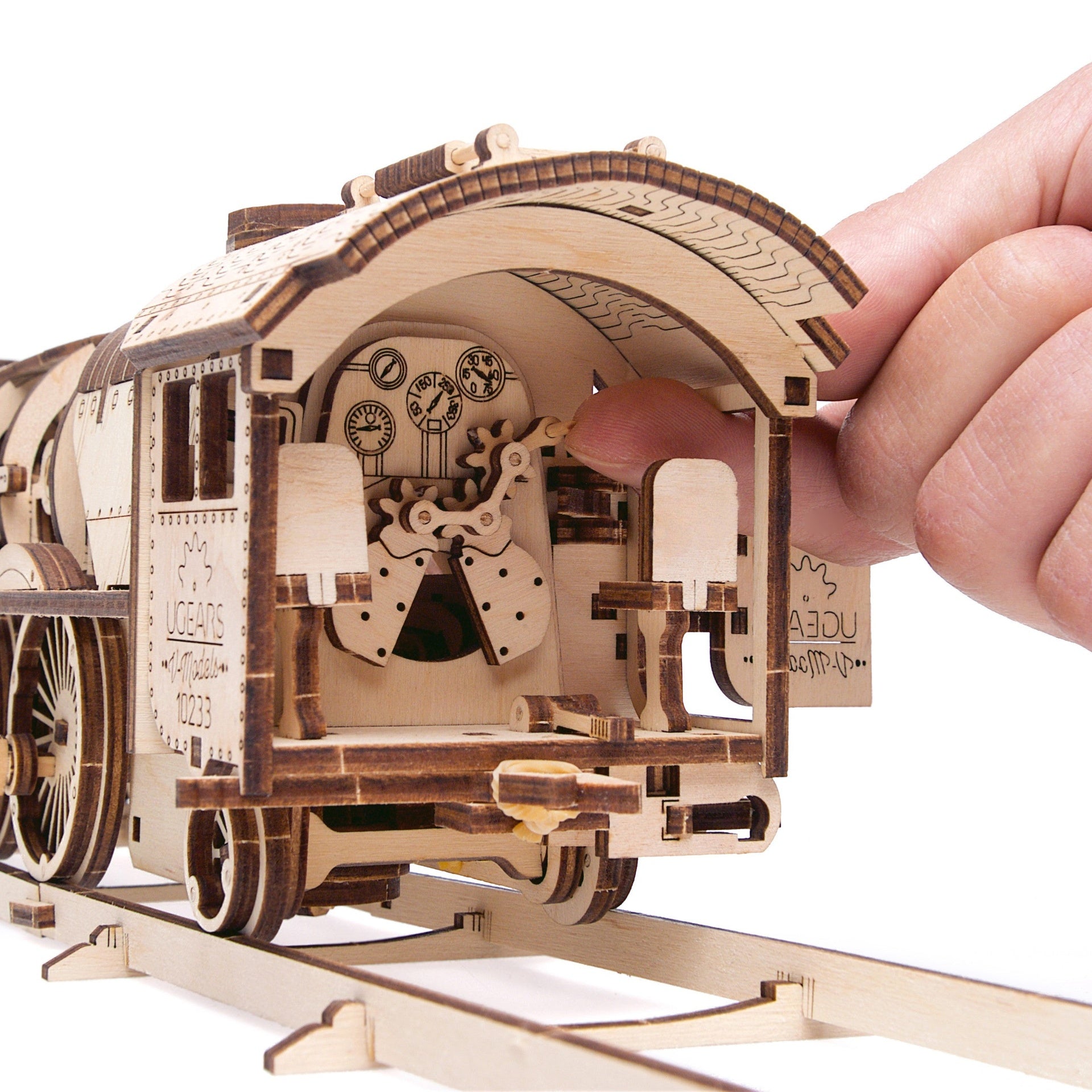 ugears-v-express-steam-train-with-tender-treno-a-vapore-meccanico-in-legno image 2