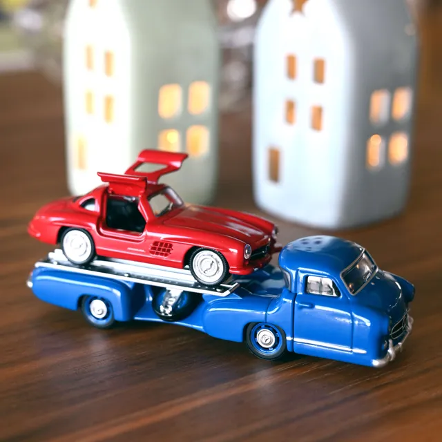 norev-mercedes-benz-racing-transporter-sl-1955-1-64-set-modellini image 1