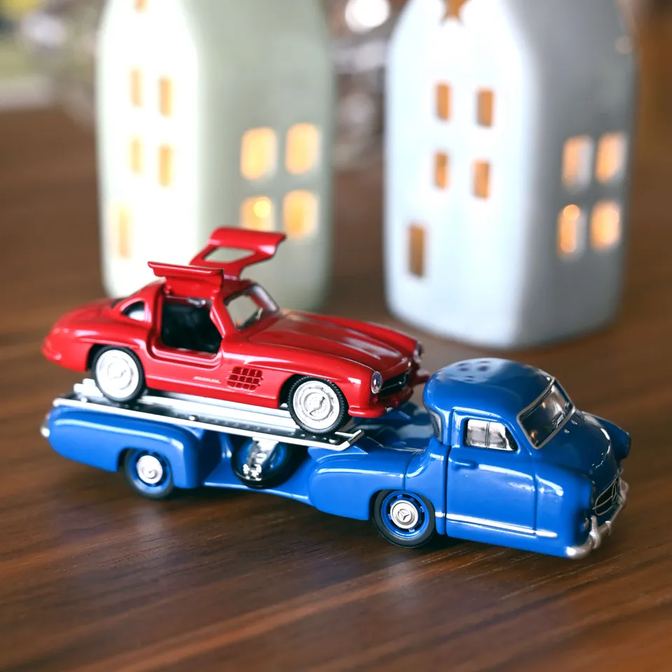 norev-mercedes-benz-racing-transporter-sl-1955-1-64-set-modellini image 1