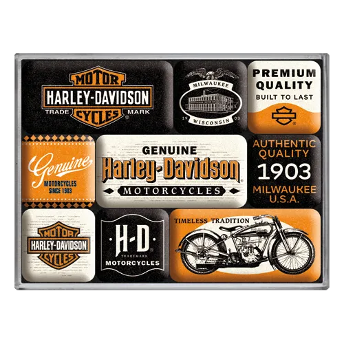 nostalgic-art-harley-davidson-genuine-motorcycles-milwaukee-set-magneti-7x9-cm image 1