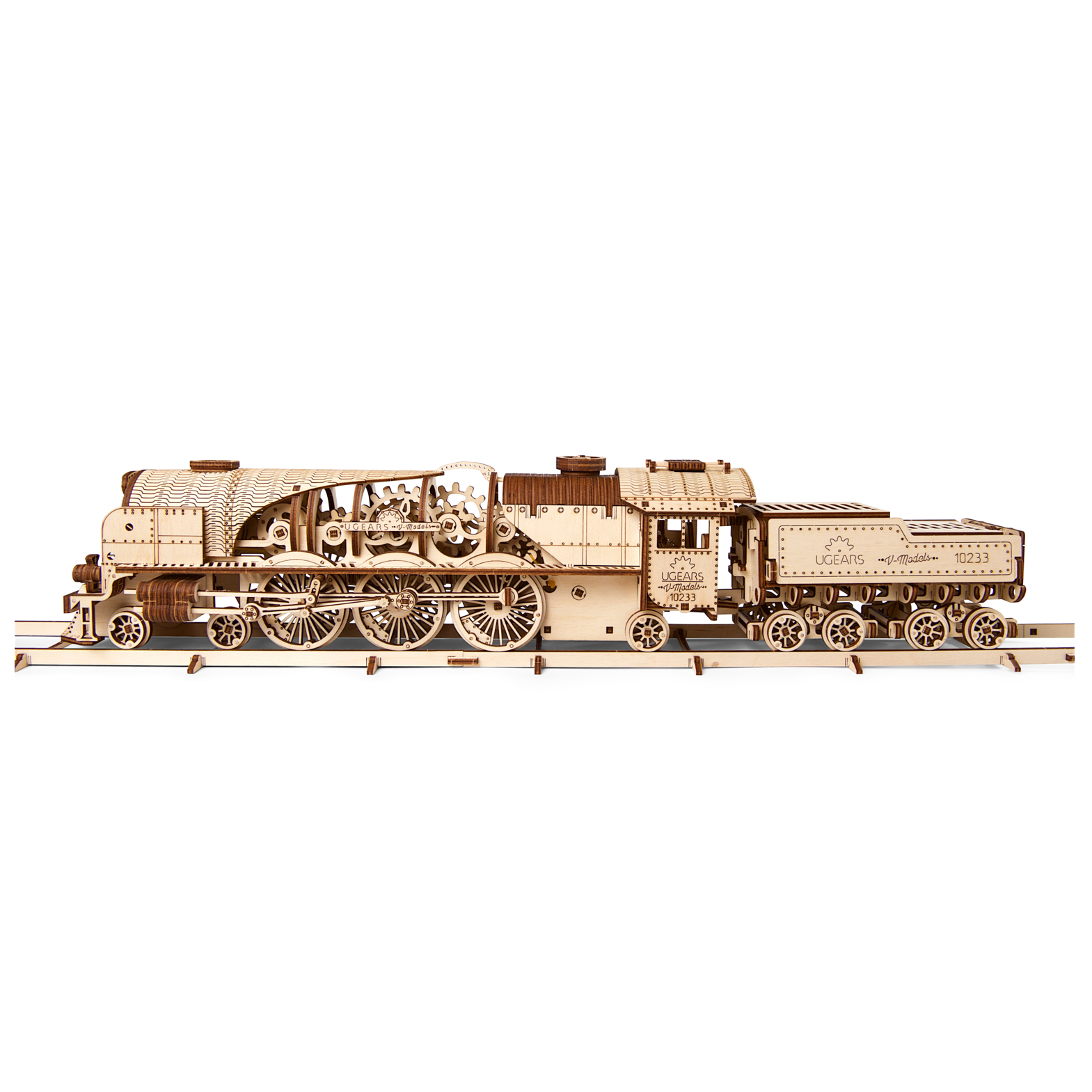 ugears-v-express-steam-train-with-tender-treno-a-vapore-meccanico-in-legno image 3