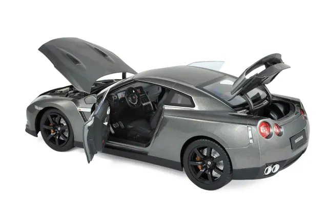 norev-nissan-gt-r-r35-2008-modellino-auto-die-cast-1-18-grigio-scuro-metallizzat image 1