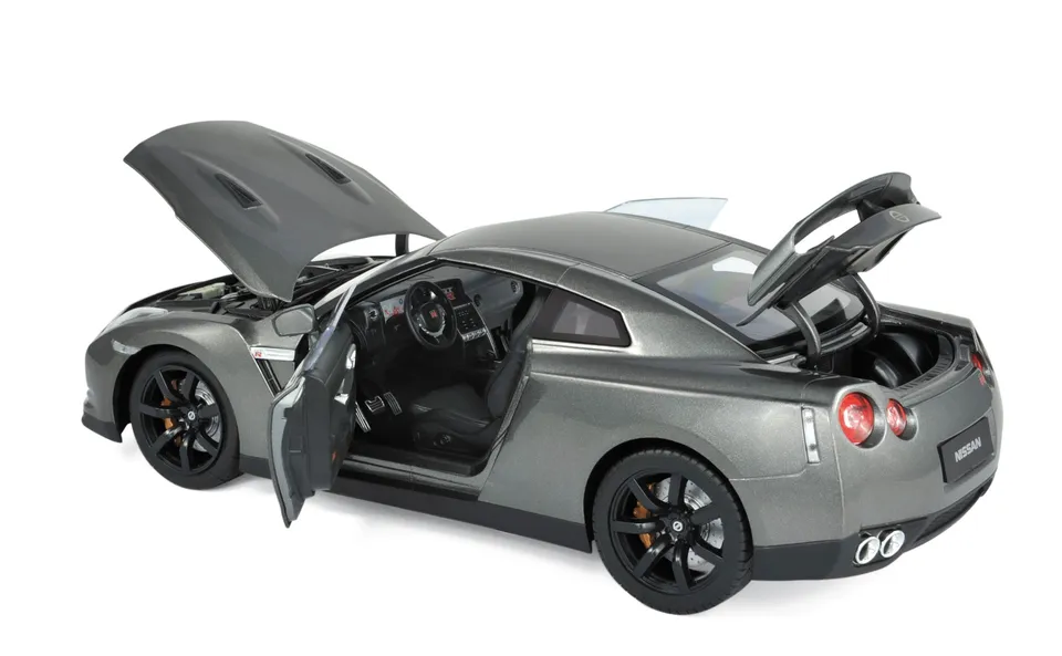 norev-nissan-gt-r-r35-2008-modellino-auto-die-cast-1-18-grigio-scuro-metallizzat image 1