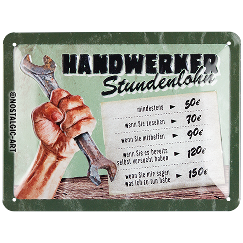 nostalgic-art-handwerker-stundenlohn-targa-in-metallo-15x20-cm image 1