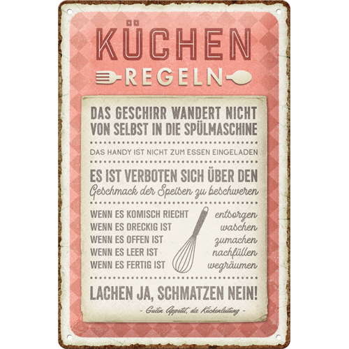nostalgic-art-k-chen-regeln-targa-metallo-20x30-cm image 1