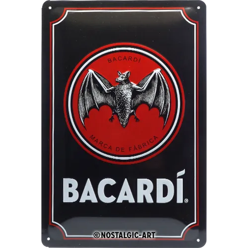 nostalgic-art-bacardi-logo-black-targa-in-metallo-20-x-30-cm image 1