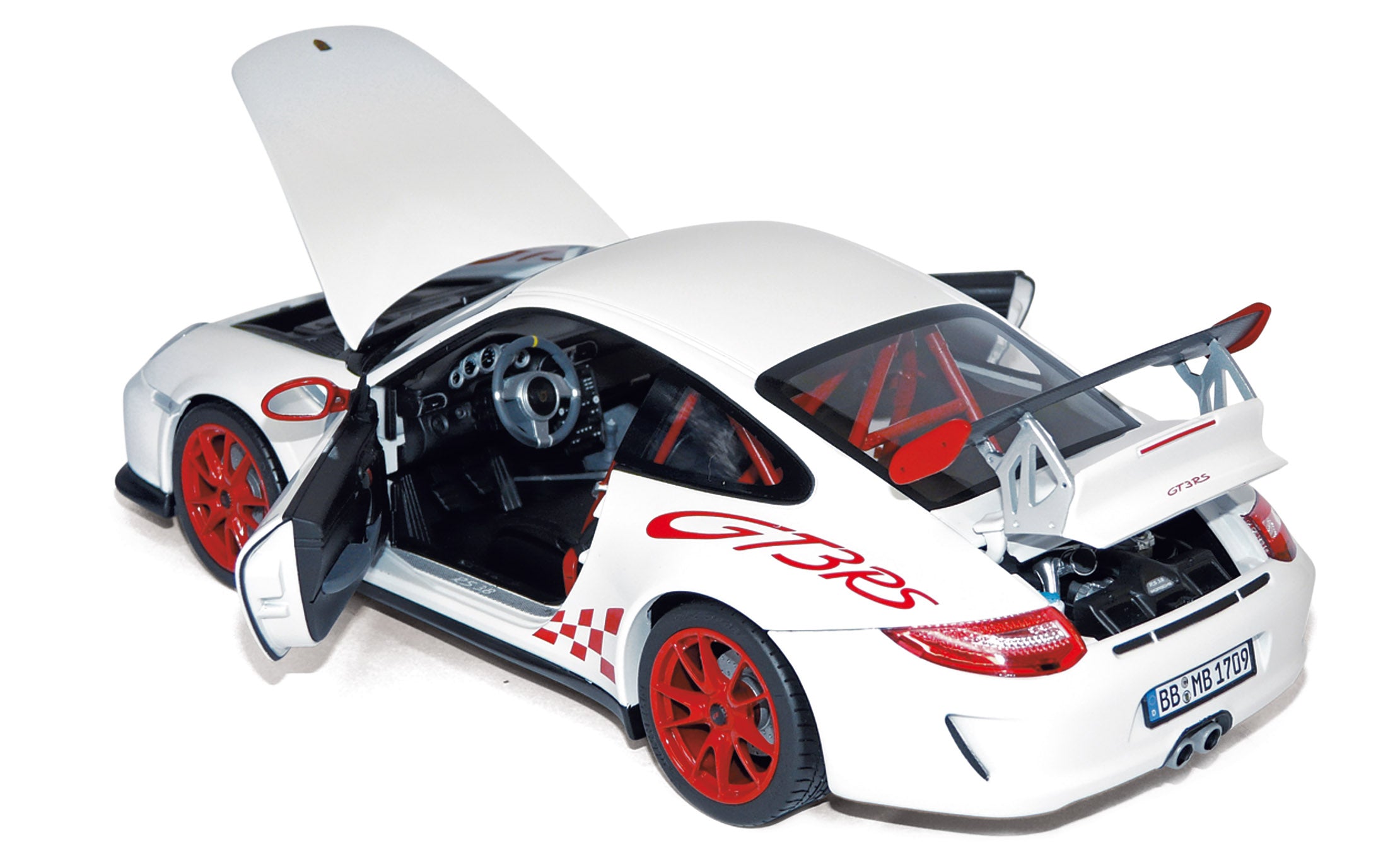 norev-porsche-911-gt3-rs-2010-modellino-auto-1-18-bianca-con-deco-rossa image 2