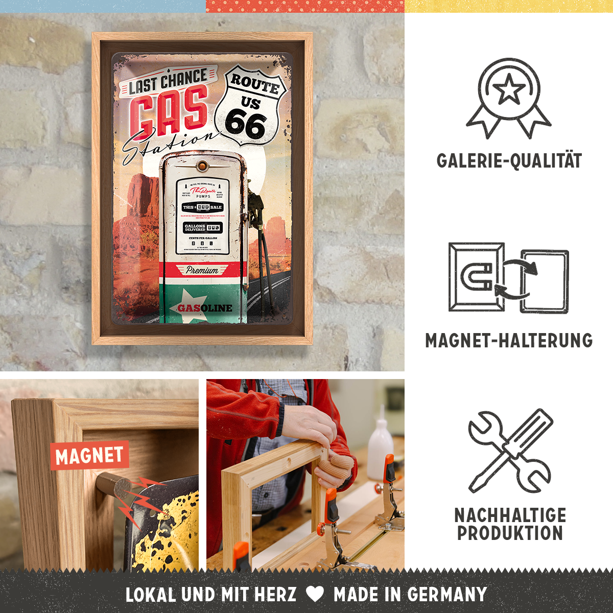 nostalgic-art-route-66-gas-station-cornice-n-frame-m-24x33-5-cm image 3