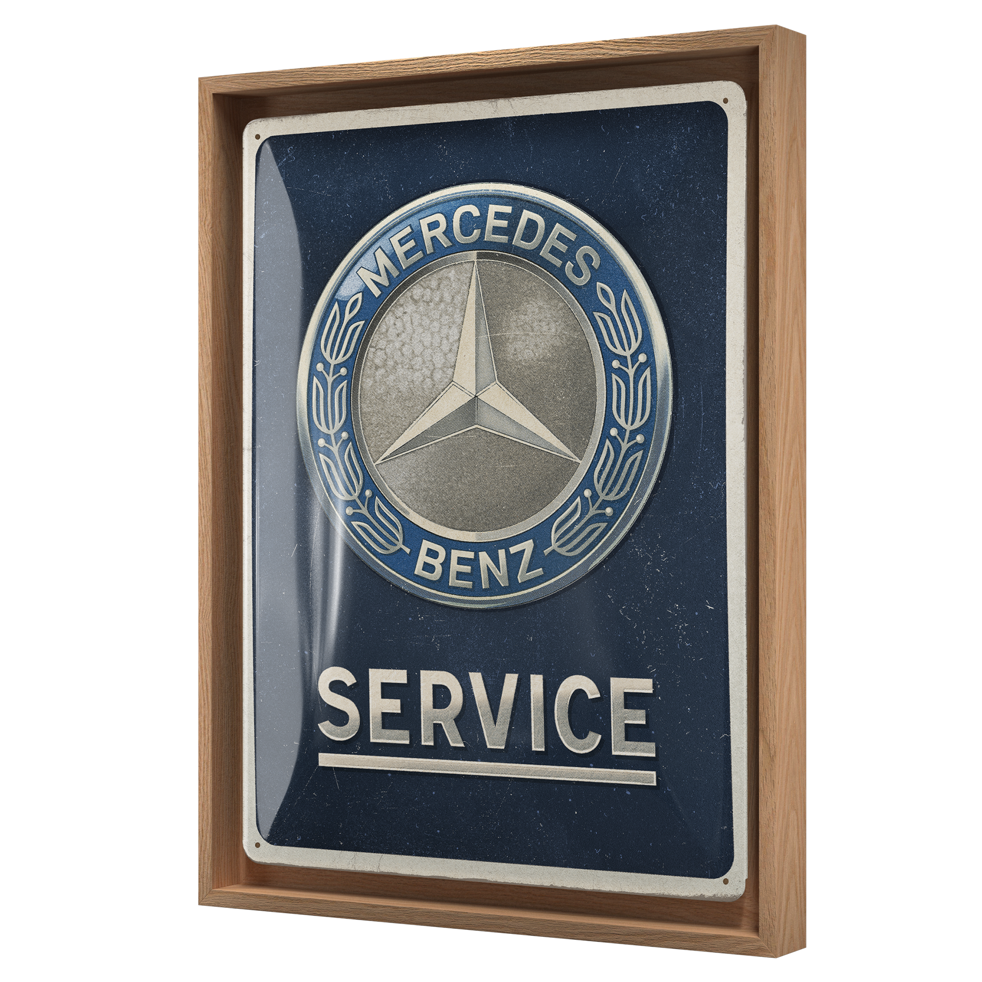 nostalgic-art-mercedes-benz-service-emblem-blue-n-frame-l-edition-33-5x44-cm image 1