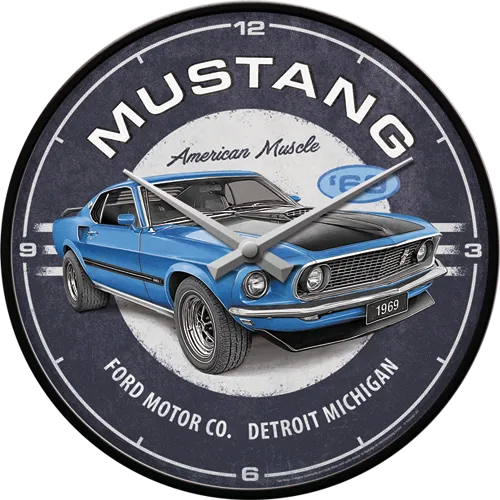nostalgic-art-ford-mustang-1969-mach-1-blue-orologio-da-parete image 1