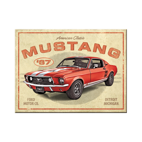 nostalgic-art-ford-mustang-gt-1967-red-calamita-da-frigo-6x8-cm image 1