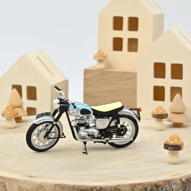 norev-triumph-bonneville-1959-1-18-modellino-moto-blu-chiaro-e-argento image 1